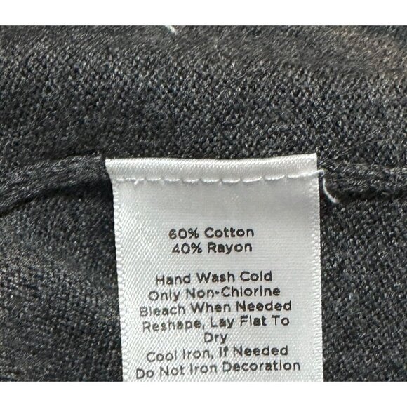 Talbots Sz PP PXS Gray Beaded Sequin Floral Short Sleeve Sweater Knit Blouse Top - Picture 5 of 7